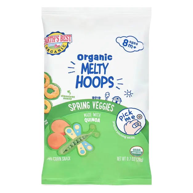 Organic Melty Hoops Spring Veggies Puffed Corn Snack Age 8m+