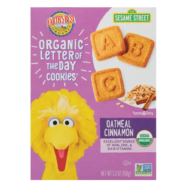 Organic Sesame St. Oatmeal Cinnamon Letter of the Day Cookies