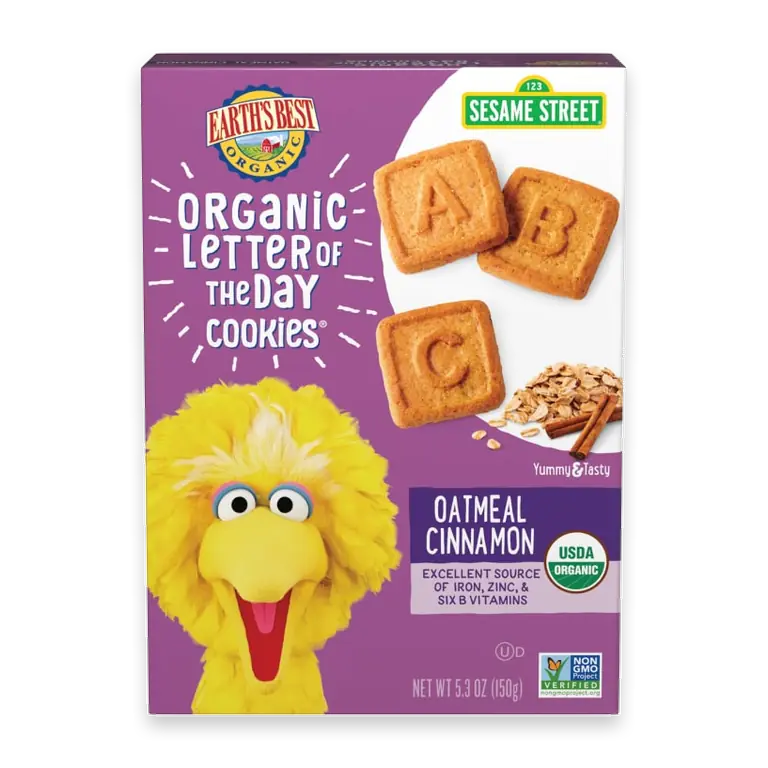 Organic Sesame Street Oatmeal Cinnamon Letter of the Day Cookies