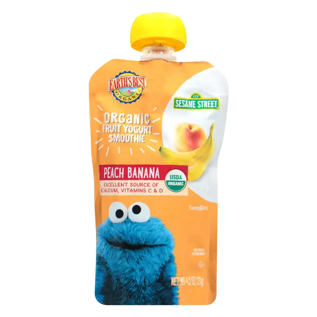Organic Sesame Street Peach Banana Fruit Yogurt Smoothie