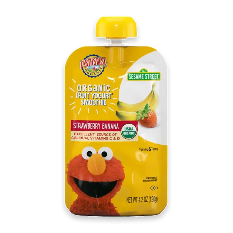 Organic Sesame Street Toddler Organic Fruit Yogurt Smoothie Strawberry Banana, 4.2 oz