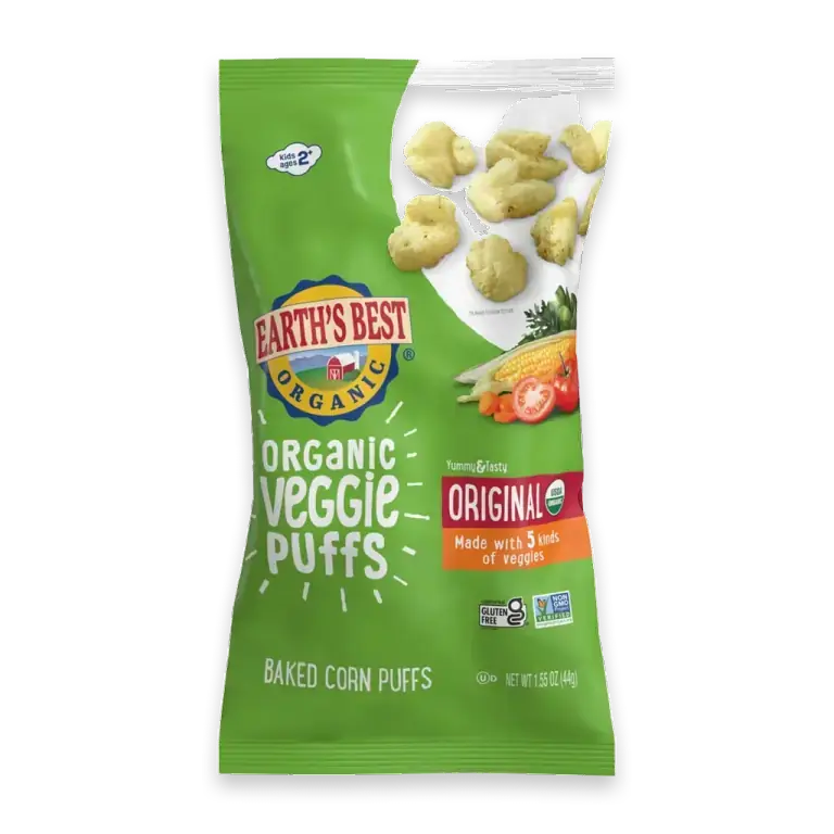 Organic Veggie Puffs for Toddlers 2 Years Old and Up, Original Flavor