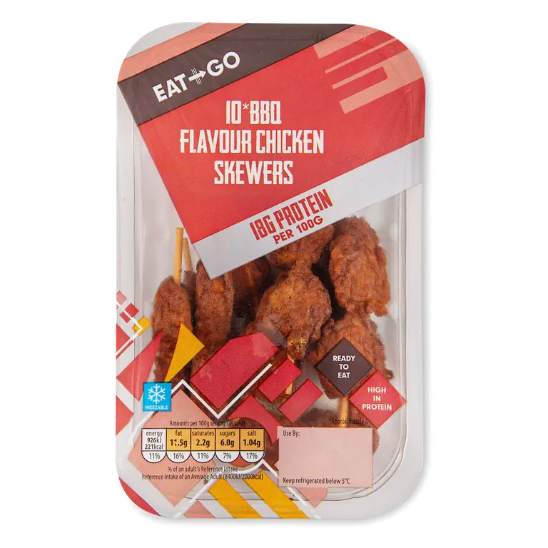BBQ Flavoured Protein Chicken Skewers 10 Pack*