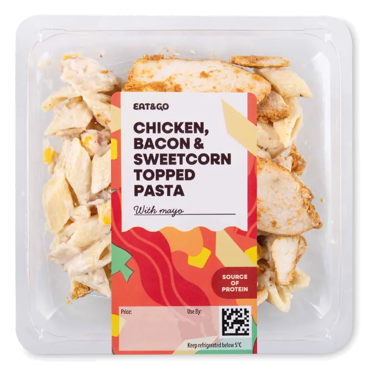 Chicken, Bacon & Sweetcorn Topped Pasta