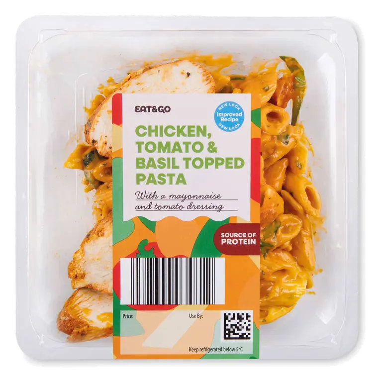 Chicken, Tomato & Basil Topped Pasta