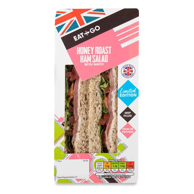 Honey Roast Ham Salad with Mayo Sandwich