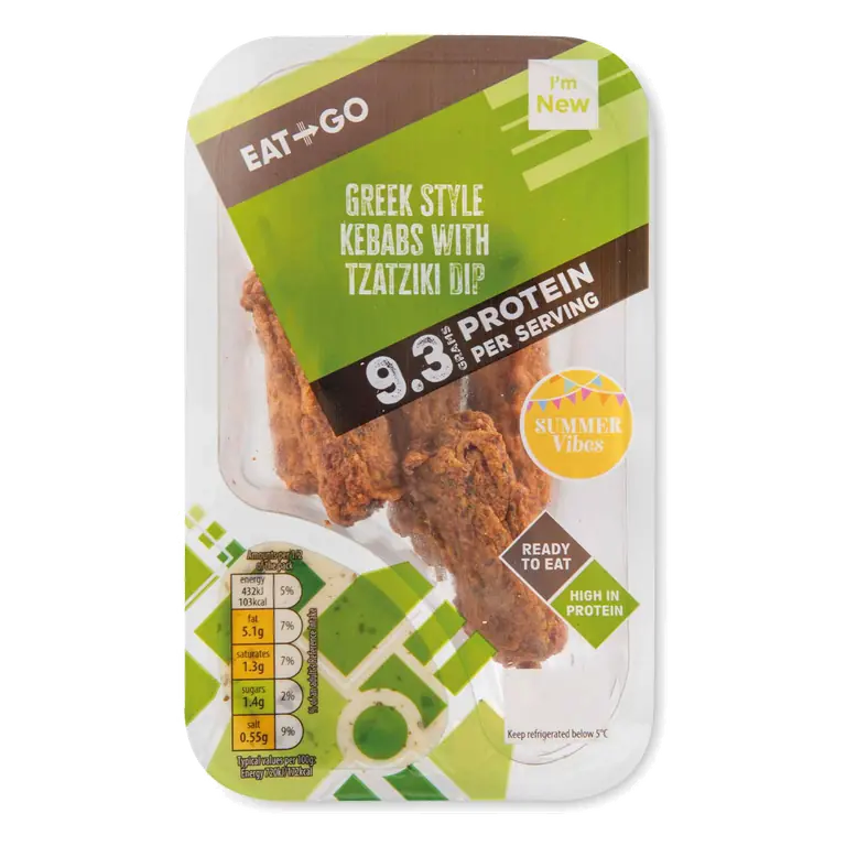 Protein Greek Style Kebabs with Tzatziki Dip