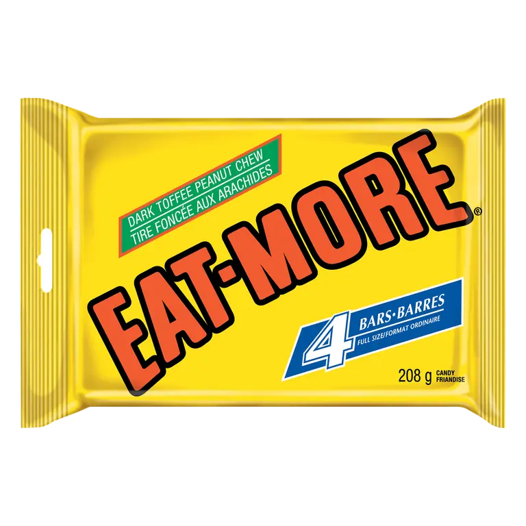 Chocolate Bars Dark Toffee Peanut Chew 4 Pack 208 g