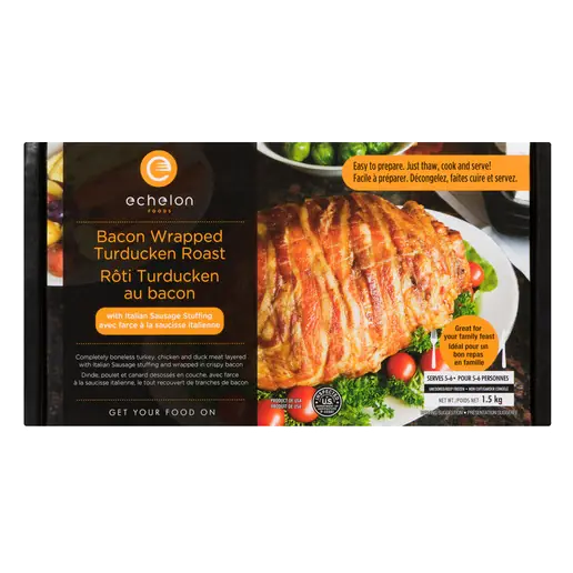 Frozen Bacon Wrapped Turducken Roast 1.5 kg