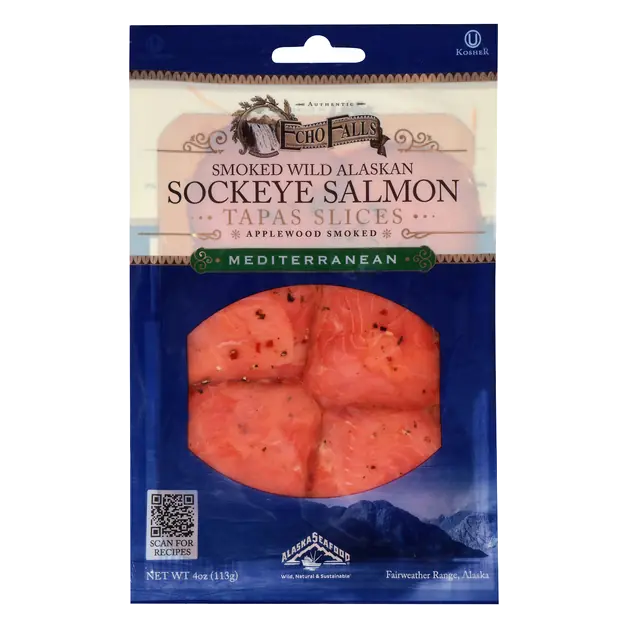 Mediterranean Smoked Wild Alaskan Sockeye Salmon Tapas Slices
