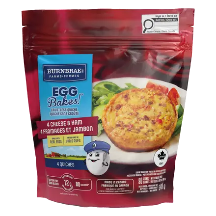 Frozen Quiche Crustless 4 Cheese & Ham 4 x 85 g