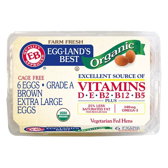 Eggs, Organic, Cage Free, Brown, Extra Large, 6 Count