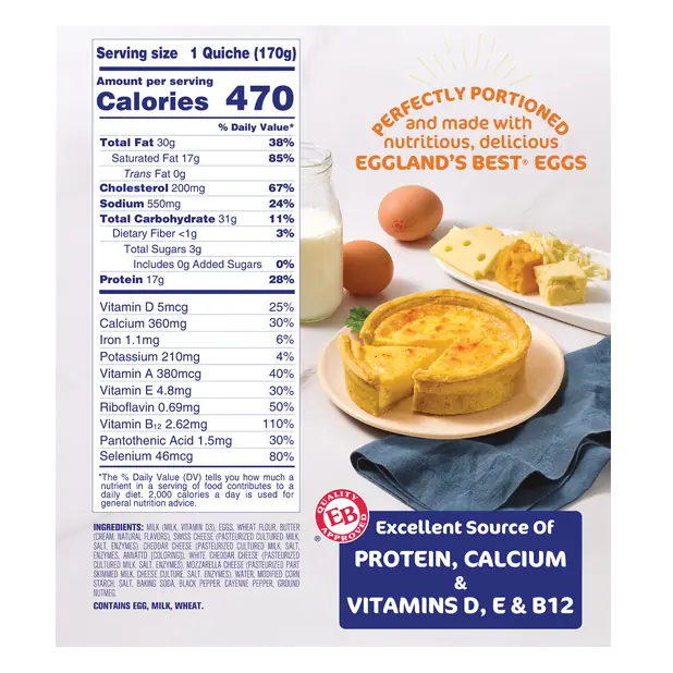Eggland's Best Four Cheese Frozen Quiche, 1 Count