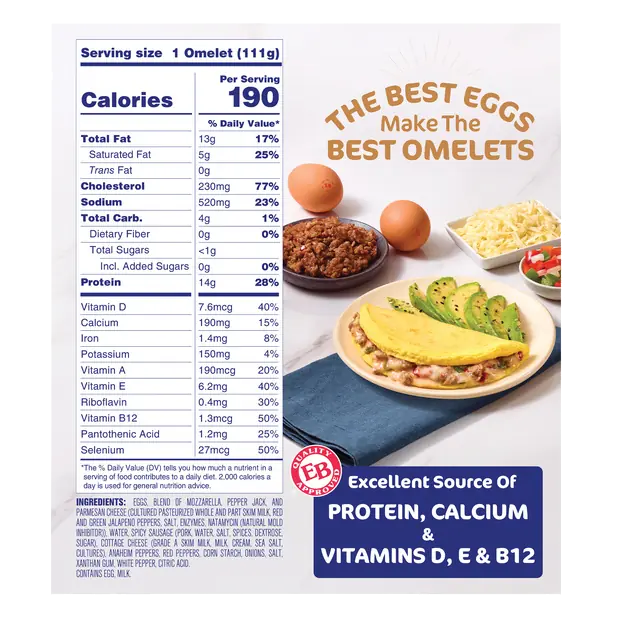 Southwest Sausage Frozen Omelets, 2 Count