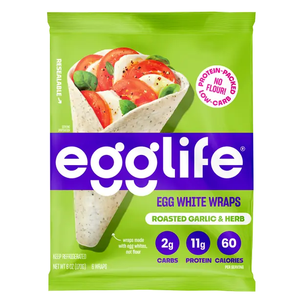 Gluten Free Roasted Garlic & Herb Egg White Wraps - 6 ct
