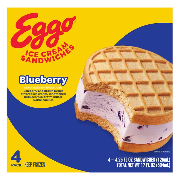 Blueberry Flavored Ice Cream Sandwiches - 4 ct