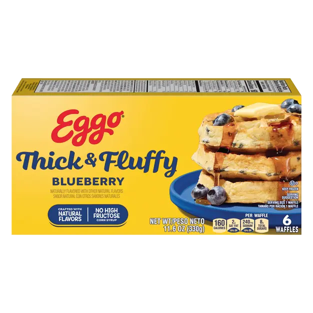 Thick & Fluffy Blueberry Belgian Style Waffles - 6 ct
