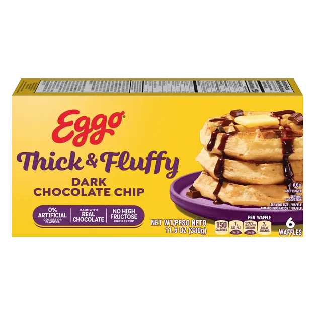 Thick & Fluffy Dark Chocolate Chip Belgian Style Waffles - 6 ct
