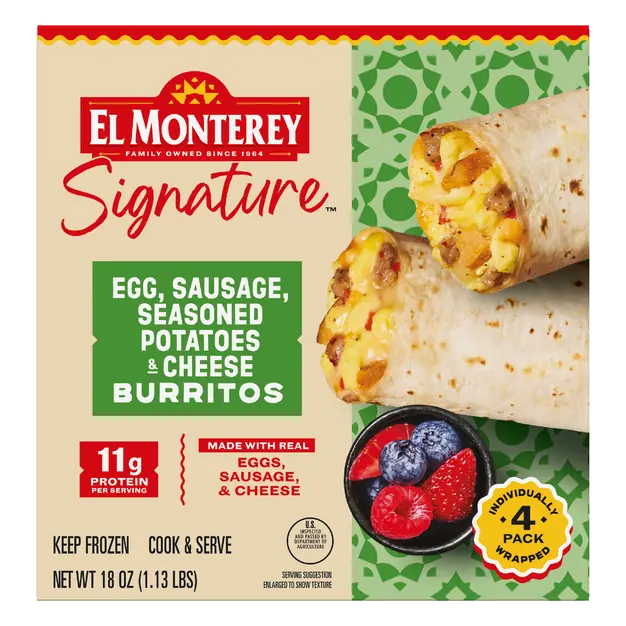 Signature Egg Sausage Potatoes & Cheese Burritos - 4 ct
