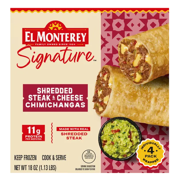 El Monterey Signature Shredded Steak & Cheese Chimichanga, 4Ct