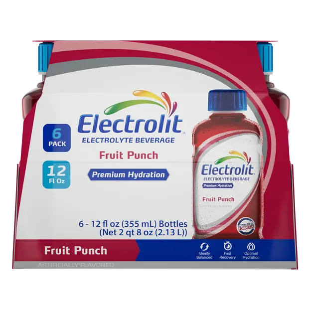 Premium Hydration Fruit Punch Electrolyte Beverage - 6 pk