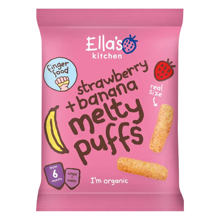 Ella's Kitchen Strawberry + Banana Melty Puffs from 6+ Months 20g