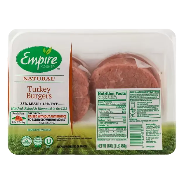 Turkey Burgers, 85%/15%