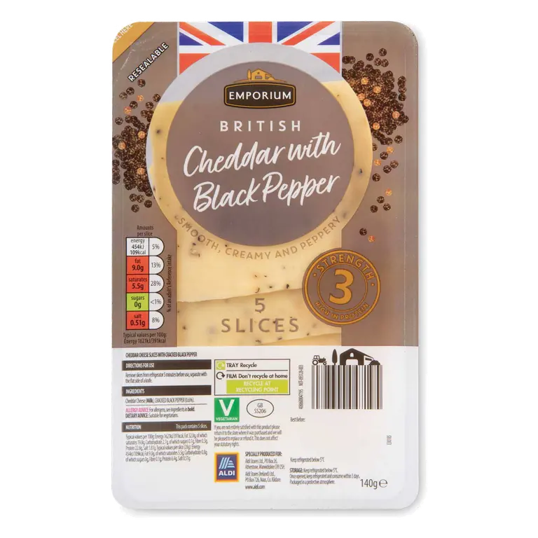 British Cheddar Cheese with Black Pepper 5 Slices