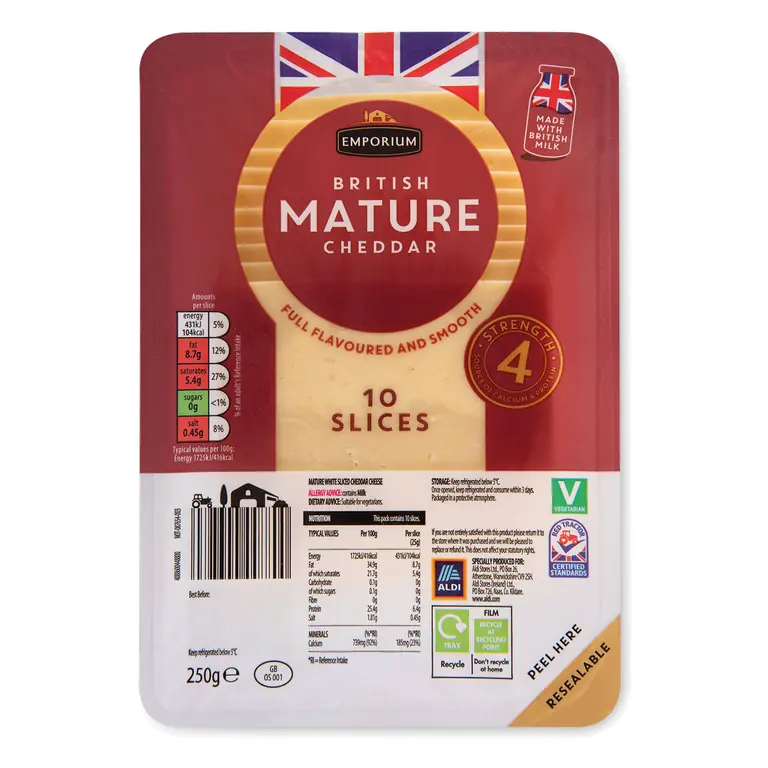 British Mature Cheddar Cheese 10 Slices