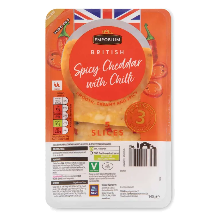 British Spicy Cheddar Cheese with Chilli 5 Slices