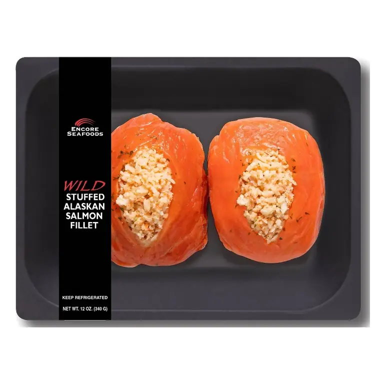 Encore Seafoods Stuffed Alaskan Salmon, 12oz: Wild Caught, Has Preparation Instructions