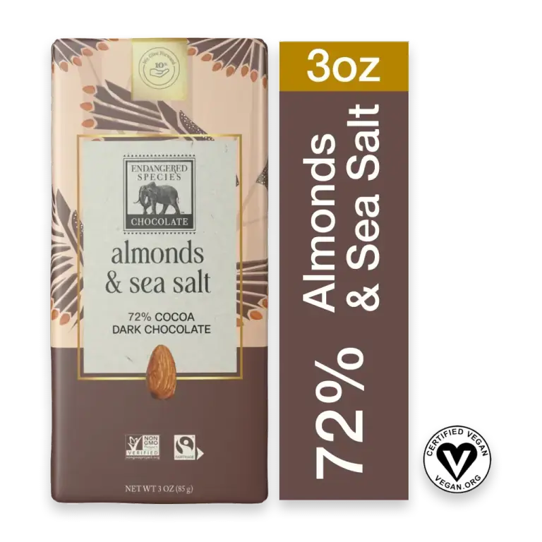 Almonds and Sea Salt 72% Dark Chocolate Candy Bar