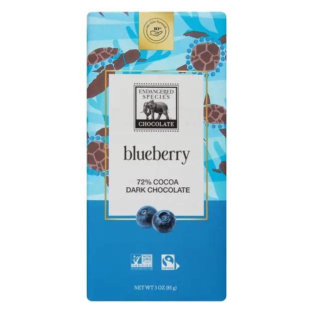 Blueberry Dark Chocolate Candy Bar 72% Cocoa