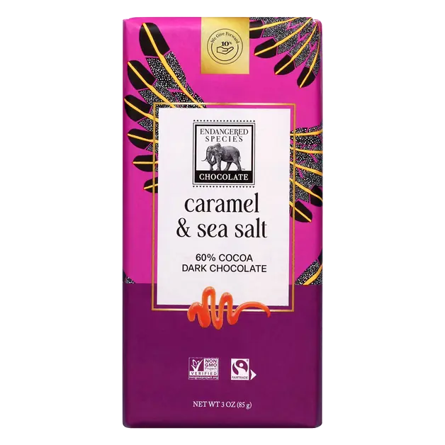 Caramel & Sea Salt Dark Chocolate Candy Bar 60% Cocoa