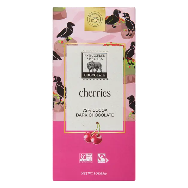 Cherries Dark Chocolate Candy Bar 72% Cocoa