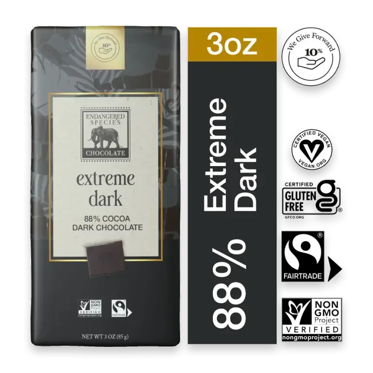 Chocolate Extreme Dark 88% Cocoa Dark Chocolate Candy Bar