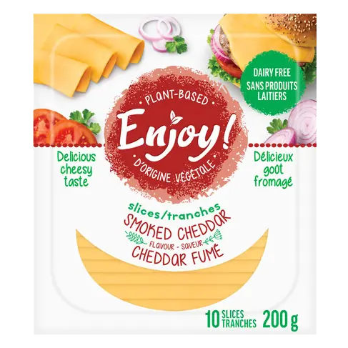 Plant Based Sliced Cheese Smoked Cheddar 10 Slices 200 g