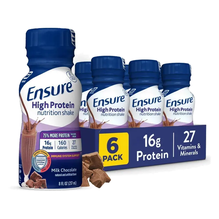 Ensure High Protein Shake Milk Chocolate Non-Caffeinated, 6ct/48 fl oz