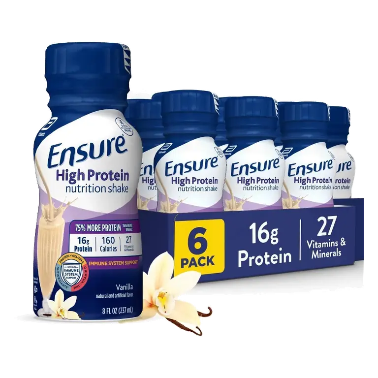 Ensure High Protein Shake Vanilla Non-Caffeinated, 6ct/48 fl oz: Kosher, Halal, Gluten-Free, Lactose Sensitivity