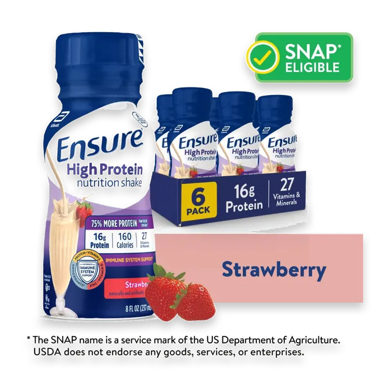 High Protein Strawberry Nutrition Shake | 8 fl oz, 6 Pack