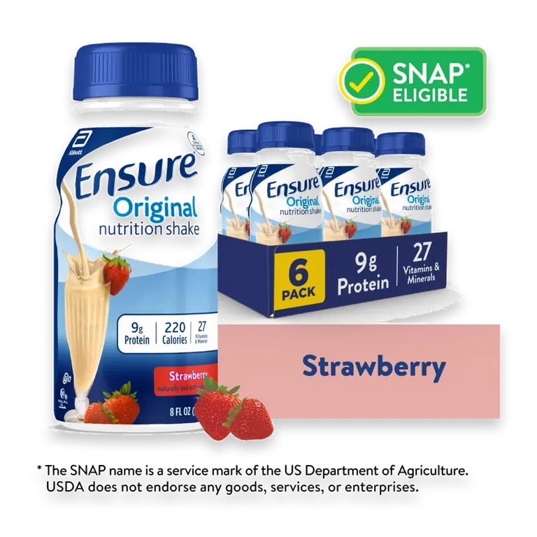 Original Strawberry Nutrition Shake | Small Meal Replacement Shake | 8 fl oz - 6 Pack