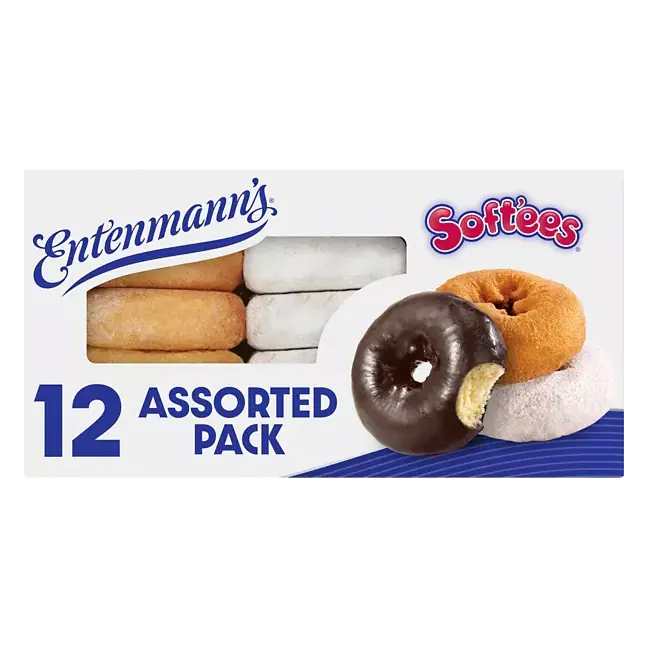 Soft'ees Assorted Plain, Frosted, Powdered Donuts, 12 count, 18.5 oz