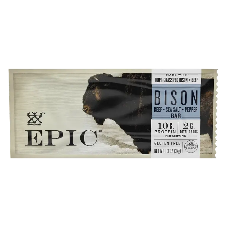 Epic Bar Bison with Beef Sea Salt & Pepper - Case of 12 - 1.3 ounce
