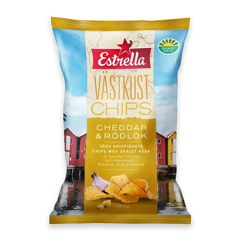 Västkustchips Cheddar & rödlök 180g