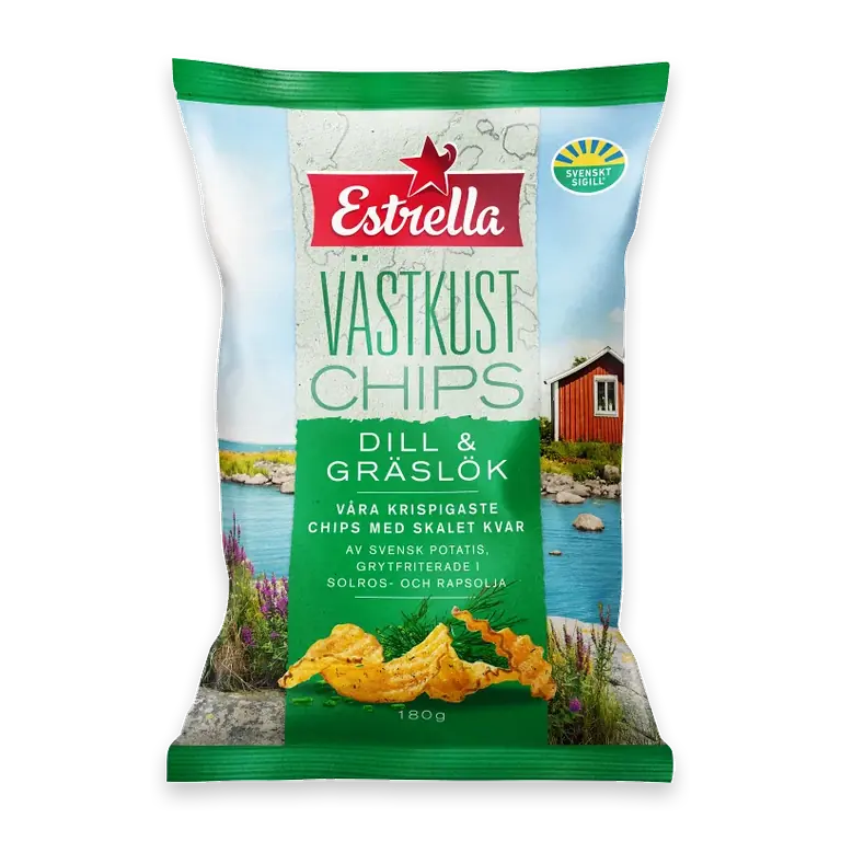 Västkustchips Dill & Gräslök 180g