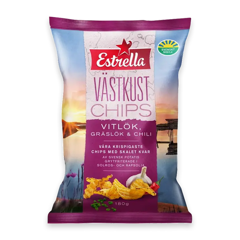 Västkustchips Vitlök Gräslök Chili 180g