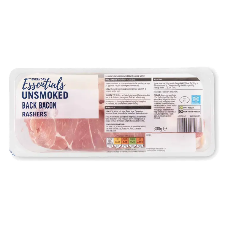 Unsmoked Back Bacon Rashers