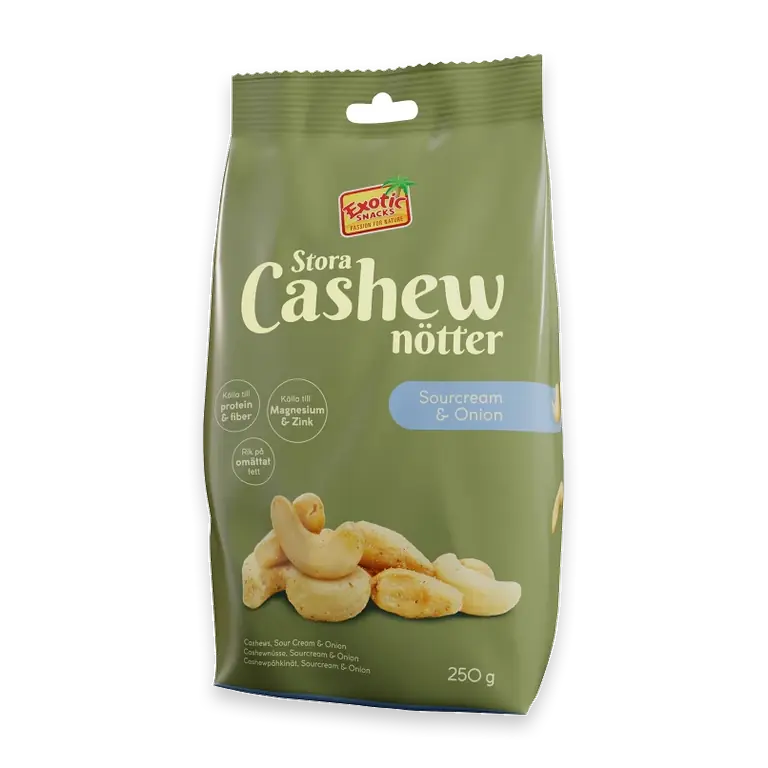 Cashewnötter stora naturella Sourcream och Onion 250g