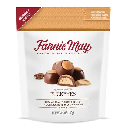 Fannie May Premium Milk Chocolate, Buckeye Stand Up Bag 4.5Oz