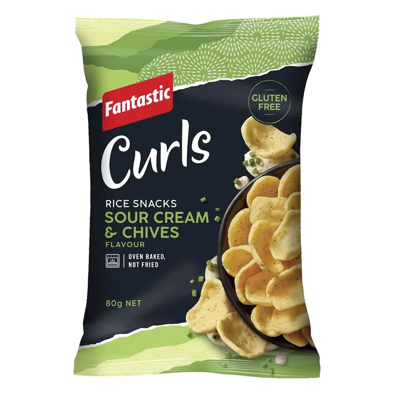 Delites Curls Rice Snacks Sour Cream & Chives